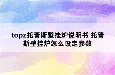 topz托普斯壁挂炉说明书 托普斯壁挂炉怎么设定参数